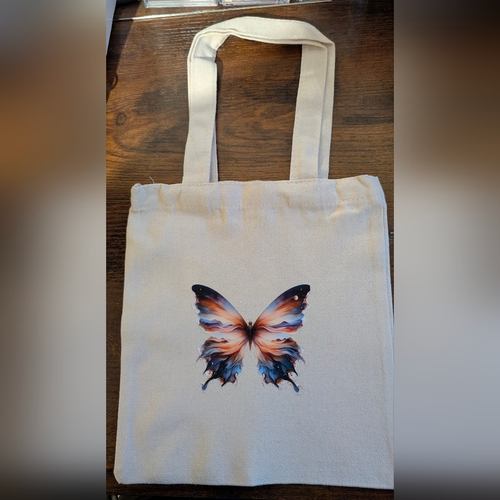Butterfly Print Canvas Tote Bag